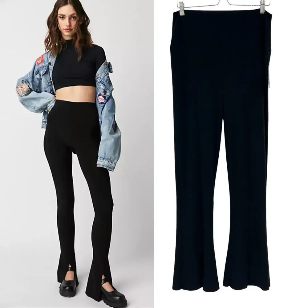 Norma Kamali Black Boot Cut Flare Pants